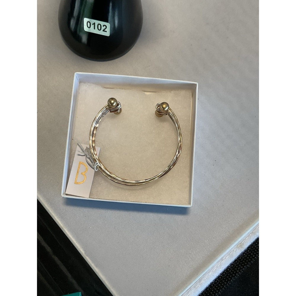 Bancroft Mixed Metal Hammered Multi Strand Cuff Bracelet Gold Silver Rose Gold - Picture 5 of 5